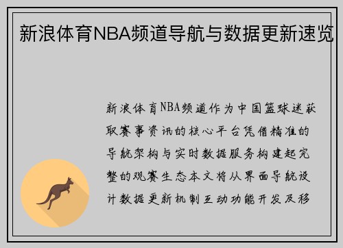 新浪体育NBA频道导航与数据更新速览